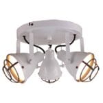 Regaalbare industriële plafondlamp, witte afwerking, sfeervolle verlichting, moderne design verlichting voor in huis of kantoor.