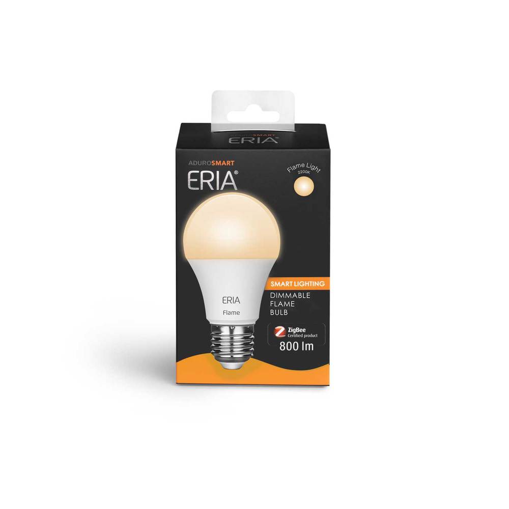 E14 slimme dimbare LED lamp met flame-lichtfunctie, 800 lumen, geschikt voor energiebesparing en sfeercreatie, compatibel met ZigBee technologie.