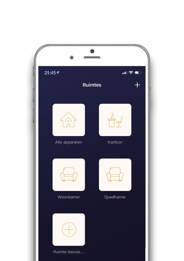Smart home verlichtingsbediening via app, eenvoudig instellen en bedienen, passend bij modern interieur.