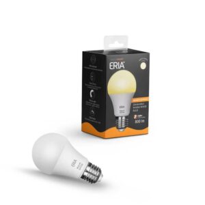 E27 slimme LED-lamp met warm wit licht, dimbaar en energiezuinig, ideaal voor slimme verlichting en energiebesparing.