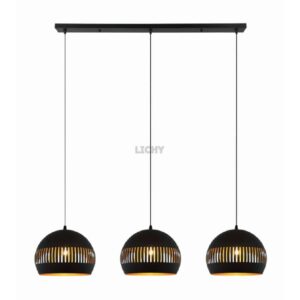 Modern Hanglamp met Drie Zwart-Gele Lichtarmaturen voor Eetkamer of Keuken, stijlvolle verlichting, LICHY LAMPEN collectie.
