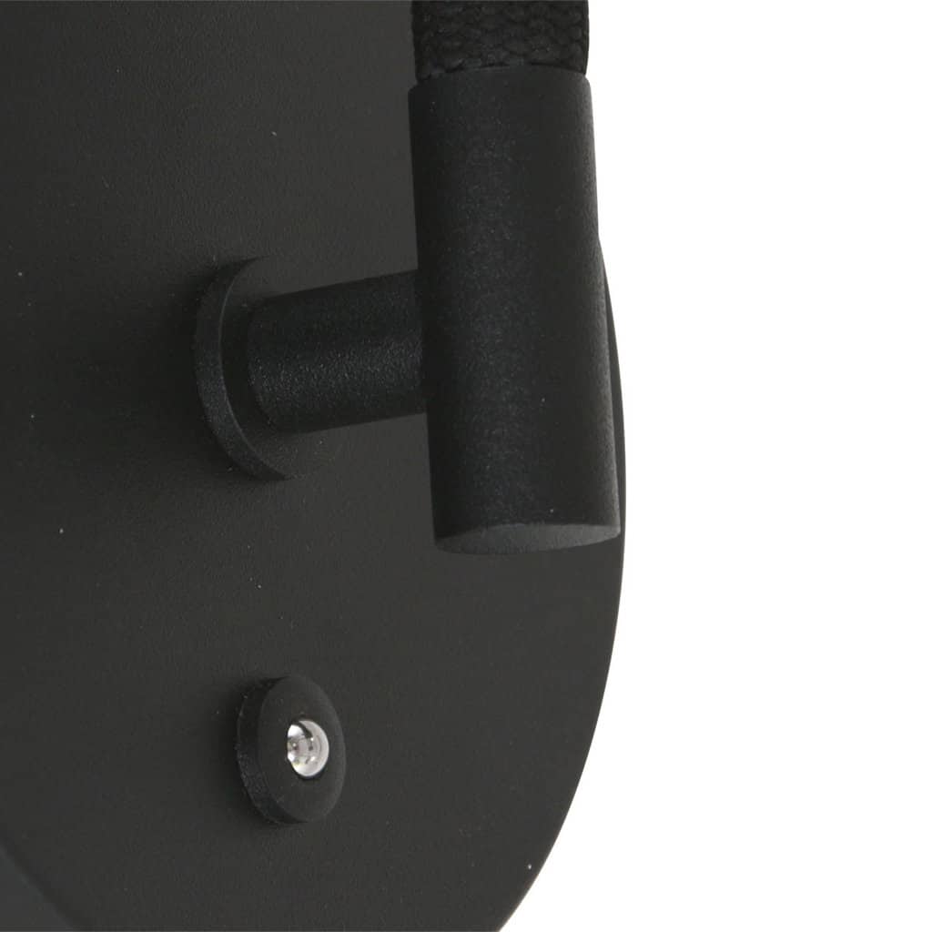 Energiezuinige zwarte wandlamp met richtbare spot voor woonkamer en buitenruimte.