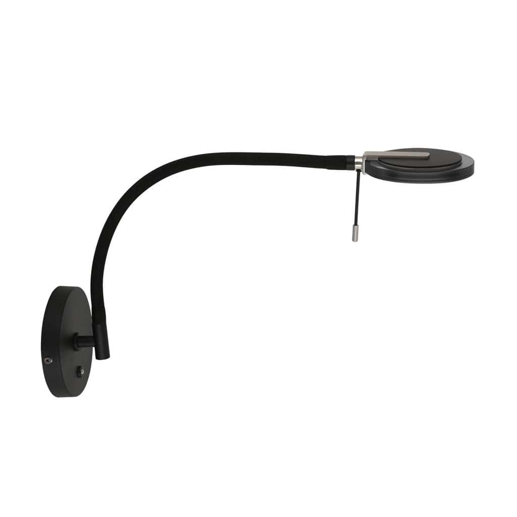 Energiezuinige wandlamp met verstelbare arm en moderne zwarte afwerking, perfect voor het creëren van sfeervolle verlichting in elke interieurstijl.