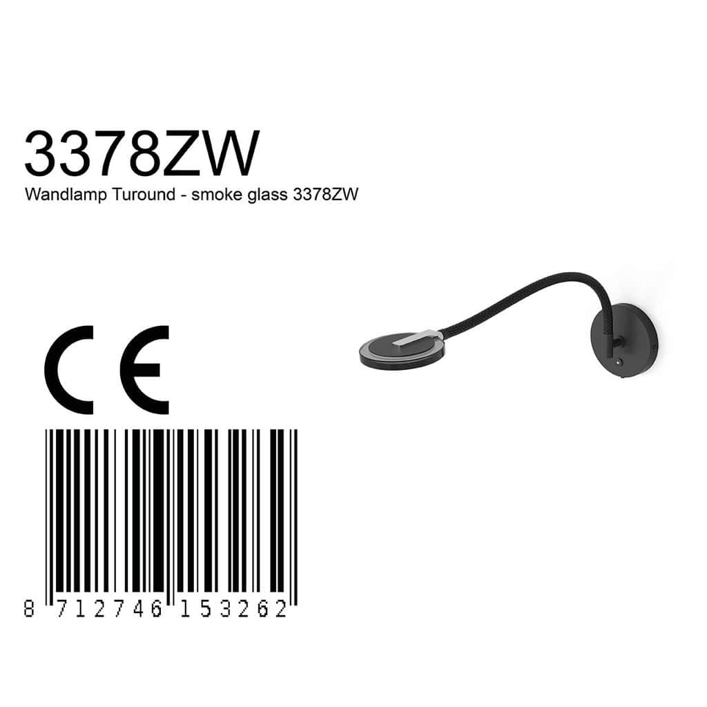 Valgrep lamp zwart met flexibel arm en rozet, modern design voor binnenverlichting.