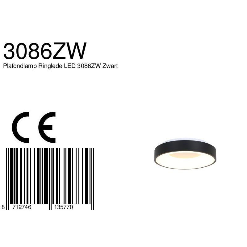 Plafondlamp Ringlede 3086ZW Zwart Ø30cm - Afbeelding 8
